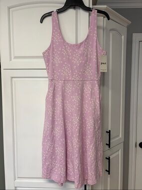 PACT Wild English Lavender Jolene Tie-Back Organic Cotton Dress sz M